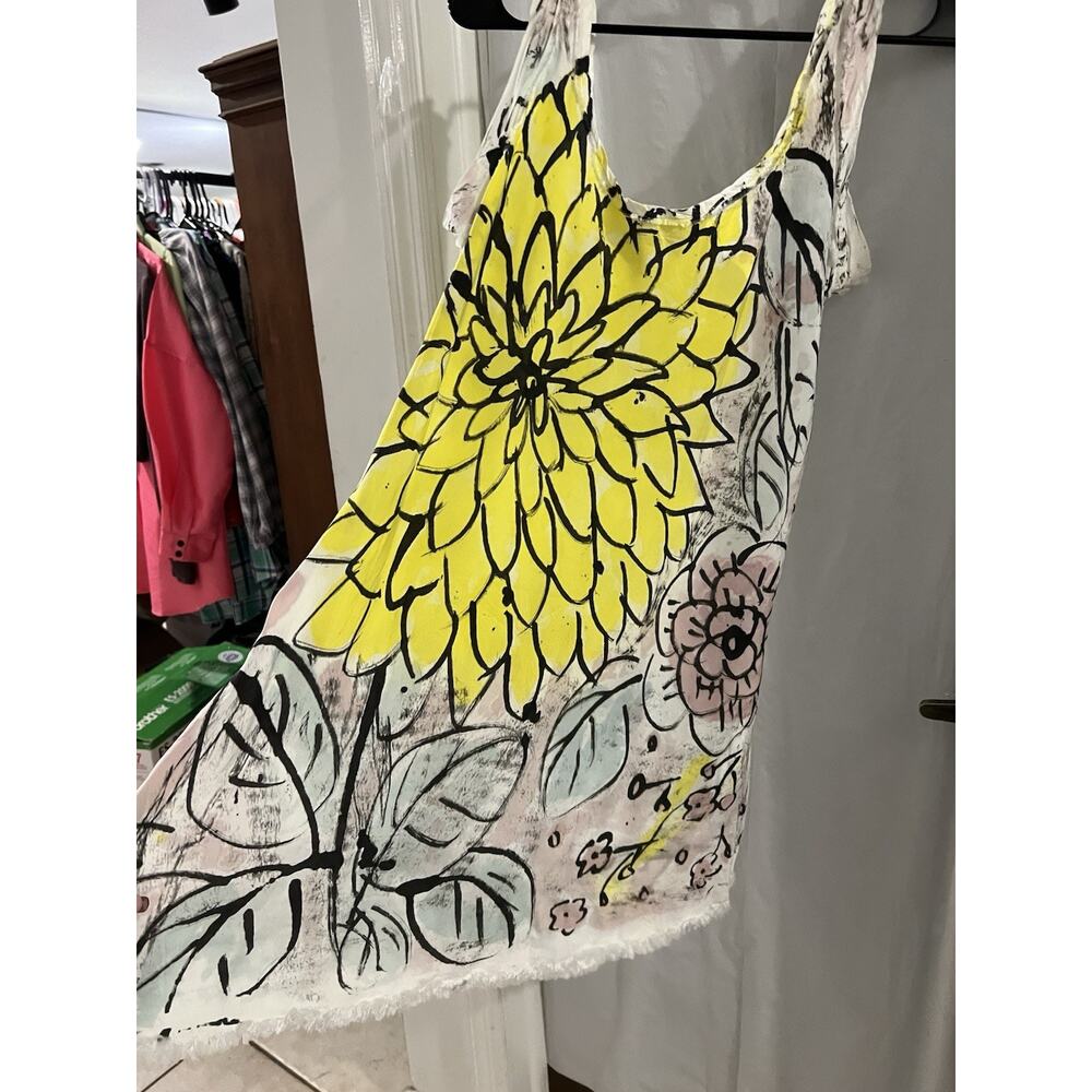 Skif Skifo Yellow Green Pink Floral Print Tank Mojo Dress Sz M - Picture 2 of 5
